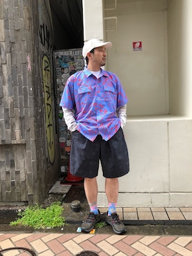 「MANASTASH（マナスタッシュ）のアイテム（キャップ）」を使った、Funachangさん（メンズ・177cm）の春コーディネート