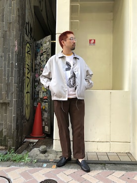 「meanswhile（ミーンズワイル）のアイテム」を使った、Funachangさん（メンズ・177cm）の夏コーディネート