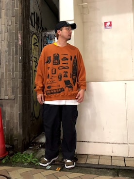 「MANASTASH（マナスタッシュ）のアイテム（スウェット）」を使った、Funachangさん（メンズ・177cm）の秋コーディネート