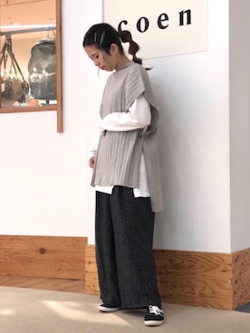 「ロングベスト」｜coen あまりさん（レディース・158cm）の秋コーディネート