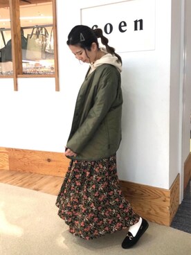 「USAコットン」｜「アイテム（ミリタリージャケット）」を使った、coen あまりさん（レディース・158cm）の秋コーディネート