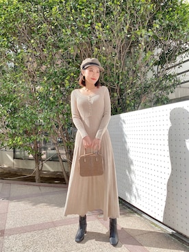 「LILY BROWN（リリーブラウン）のアイテム（帽子）」を使った、Rikoさん（レディース・165cm）の冬コーディネート