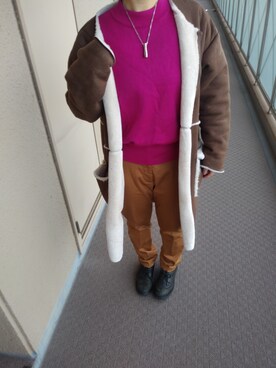 「YSL（ワイエスエル）のアイテム（トップス）」を使った、Ranさん（レディース・148cm）の冬コーディネート