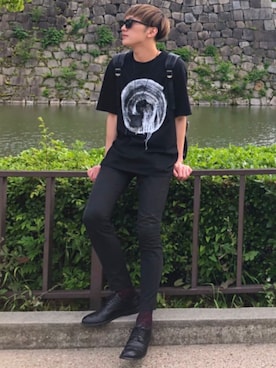 「LAD MUSICIAN（ラッドミュージシャン）のアイテム（チノパンツ）」を使った、ゆさんさん（メンズ・181cm）の夏コーディネート