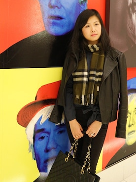 「chanel」｜「アイテム（ライダースジャケット）」を使った、Ruru Tianさん（レディース・165cm）の春コーディネート