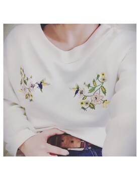 「RETRO GIRL（レトロガール）のアイテム（Tシャツ/カットソー、ホワイト系）」を使った、Non'sさん（レディース・153cm）の春コーディネート