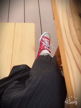 「CONVERSE（コンバース）のconverse（コンバース） ALL STAR OX（オールスターOX）（スニーカー、レッド系）」を使った、Non'sさん（レディース・153cm）の秋コーディネート