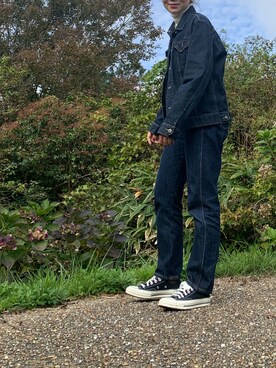 「UNIQLO（ユニクロ）のアイテム（ジャケット/アウター、ブルー系）」を使った、momoさん（レディース）の秋コーディネート