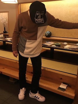 「RAGEBLUE（レイジブルー）の＜トレンドのロング丈＞ワッフルロングカットソー/733404（Tシャツ/カットソー）」を使った、やすくんさん（メンズ・170cm）の春コーディネート