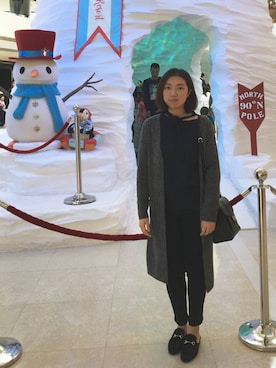 「ålandのアイテム（シャツ/ブラウス、ブルー系）」を使った、니콜さん（レディース・160cm）の冬コーディネート