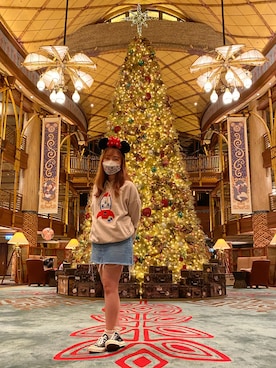 「Disneyland Hongkong」｜니콜さん（レディース・160cm）の冬コーディネート