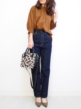 「ハイウエストストレートジーンズ」｜tomomiyu0920さん（レディース・157cm）の冬コーディネート