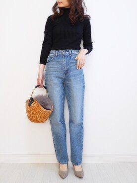 「ハイウエストストレートジーンズ」｜tomomiyu0920さん（レディース・157cm）の冬コーディネート