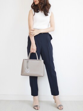 「UNIQLO（ユニクロ）のUVカットリブノースリーブセーター（ニット/セーター）」を使った、tomomiyu0920さん（レディース・157cm）の夏コーディネート