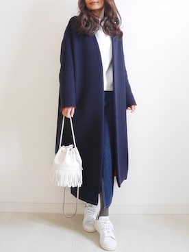 「ENFOLD（エンフォルド）のアイテム（ノーカラージャケット）」を使った、tomomiyu0920さん（レディース・157cm）の冬コーディネート