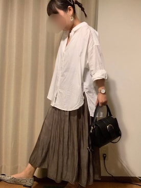 「襟抜きシャツ」｜ことりずむ*さん（レディース・150cm）の秋コーディネート