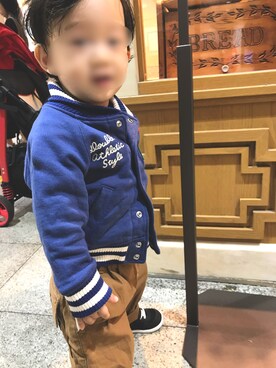 「DOUBLE_B（ダブルビー）のアイテム（ジャケット/アウター）」を使った、junさん（キッズ・80cm）の秋コーディネート