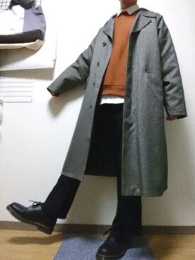 「新年一発目」｜「アイテム（チェスターコート）」を使った、h.ryuuuuuuさん（メンズ・169cm）の冬コーディネート