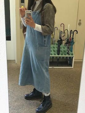 「デニムワンピース」｜amiさん（レディース・158cm・10代）の春コーディネート