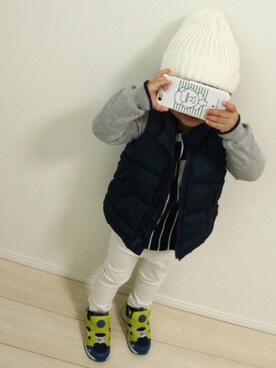 「STRAS BURGO（ストラスブルゴ）のアイテム」を使った、JUN☺︎さん（キッズ・90cm）の冬コーディネート