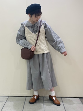 「アイテム（ハンチング/ベレー帽）」を使った、おゆいさん（レディース・150cm）の春コーディネート