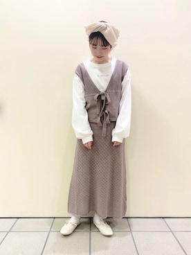 「アイテム（バレエシューズ）」を使った、おゆいさん（レディース・150cm）の春コーディネート