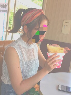 「GU（ジーユー）のアイテム（トップス、ホワイト系）」を使った、白菜ちゃんさん（レディース・166cm）の夏コーディネート