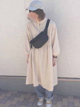 「UNIQLO（ユニクロ）のハイライズワイドストレートジーンズ（デニムパンツ）」を使った、pon.さん（レディース・167cm）の冬コーディネート