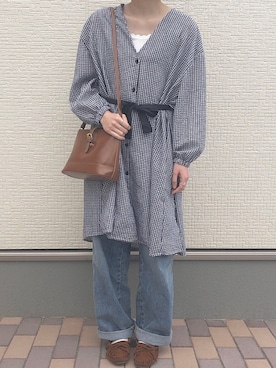 「スカラップ」｜「アイテム（モカシン/デッキシューズ）」を使った、pon.さん（レディース・167cm）の春コーディネート