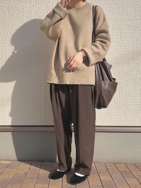 「ブラウンパンツ」｜「アイテム（腕時計）」を使った、pon.さん（レディース・167cm）の冬コーディネート