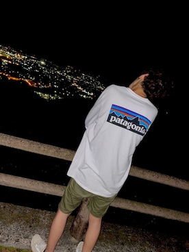 「patagonia（パタゴニア）のpatagonia / パタゴニア　ロングスリーブ P6 ロゴ レスポンシビリティー L/S P6 LOGO RESPONSIBILI-TEE（Tシャツ/カットソー、ホワイト系）」を使った、りょうさん（メンズ・170cm）の夏コーディネート