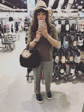 「NET（ネット）のアイテム（キャップ）」を使った、j-珍さん（レディース・155cm）の秋コーディネート