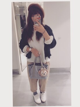 「GUAPA（グアパ）のアイテム」を使った、j-珍さん（レディース・155cm）の春コーディネート