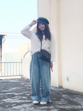 「GUAPA（グアパ）のアイテム」を使った、j-珍さん（レディース・155cm）の春コーディネート