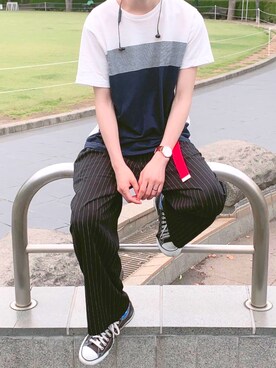 「ダニエルウェリントン」｜「アイテム（スラックス）」を使った、るかさん（メンズ・175cm）の夏コーディネート