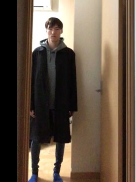 「アイテム（ステンカラーコート）」を使った、𝓒𝓸𝓬𝓸𝓪さん（メンズ・165cm・20代）の冬コーディネート