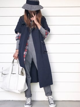 「NLST（エヌリスト）のアイテム」を使った、makikoさん（レディース・160cm）の秋コーディネート