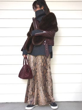 「ajew（エジュー）のアイテム（アクセサリー）」を使った、makikoさん（レディース・160cm）の冬コーディネート