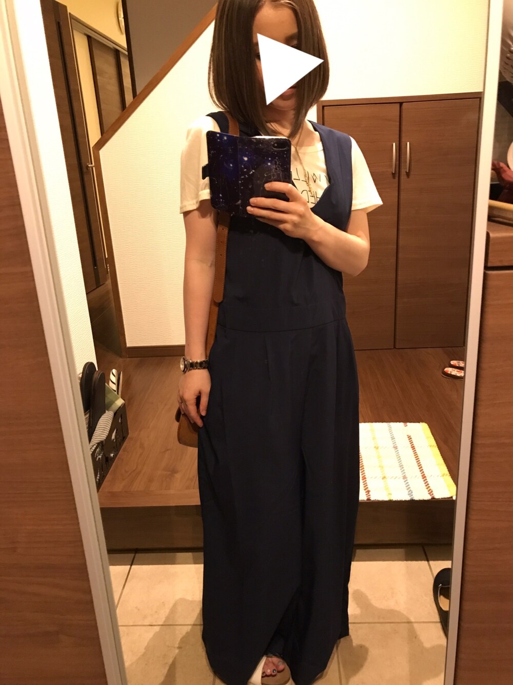 「URBAN RESEARCHのアイテム（つなぎ/オールインワン、ブラック系）」を使った、kotsubu。さん（レディース・151cm）の夏コーディネートの1枚目の写真