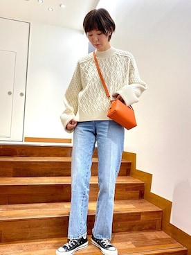 「MILOS（ミロス）のアイテム」を使った、岡田さん（レディース・169cm）の秋コーディネート