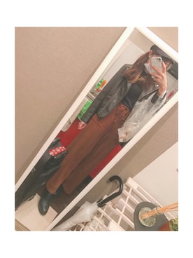 「大阪」｜「アイテム（ライダースジャケット）」を使った、ayaさん（レディース・160cm）の秋コーディネート