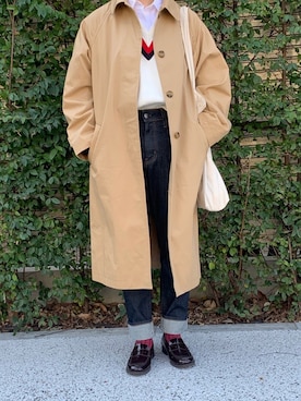 「アイテム（ステンカラーコート）」を使った、rさん（レディース・157cm・20代）の冬コーディネート