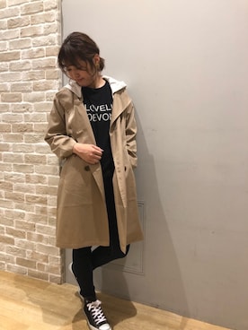 「オールスター」｜「アイテム（ダウンジャケット/コート）」を使った、ササさん（レディース・164cm）の秋コーディネート