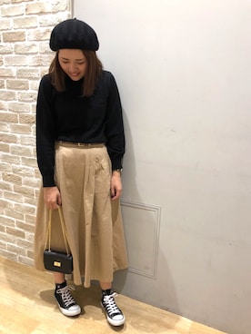 「オールスター」｜「アイテム（ハンチング/ベレー帽）」を使った、ササさん（レディース・164cm）の秋コーディネート
