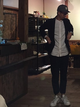 「COOPERS TOWN（クーパーズタウン）のアイテム（帽子）」を使った、セキセイインコさん（メンズ・173cm）の冬コーディネート