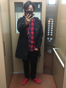 「BEAMS（ビームス）のアイテム（モッズコート）」を使った、しげさん（メンズ・177cm）の春コーディネート