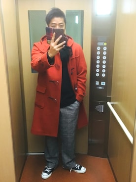 「green label relaxing（グリーンレーベルリラクシング）のアイテム（ダッフルコート）」を使った、しげさん（メンズ・177cm）の冬コーディネート