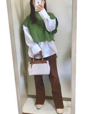「archives（アルシーヴ）のアイテム（スラックス）」を使った、natsu‪‪☺︎さん（レディース・149cm）の春コーディネート