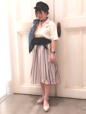 「AS KNOW AS PINKY（アズノゥアズピンキー）のアイテム（デニムジャケット）」を使った、Rioさん（レディース・157cm）の冬コーディネート