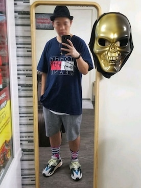 「PULL&BEAR（プルアンドベア）のアイテム（カーゴパンツ）」を使った、eddy_aryip🍁さん（メンズ・173cm）の夏コーディネート